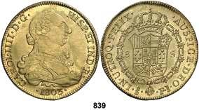 500, 839 1803. Santiago. FJ. 8 escudos. (Cal. 165). Insignificante rayita de acuñación.