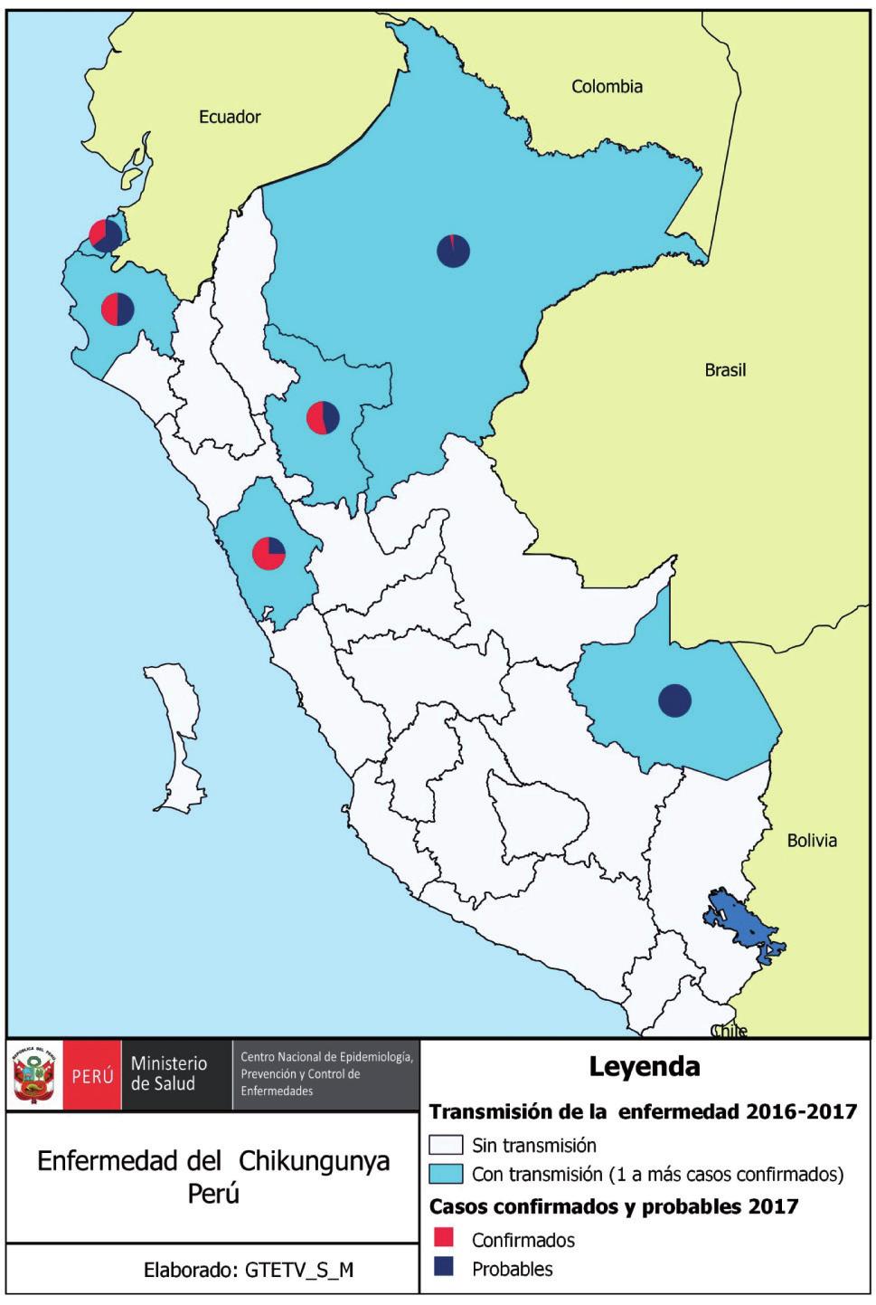 Notificándose casos en los departamentos de Piura (1 distrito), Tumbes (9 distritos), San Martín (2 distritos), Loreto (2 distritos) y Madre de Dios (2 distritos). Tabla 1.