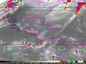Desde el día 3 de febrero se formó una densa capa nubosa (ver figuras 6) causando lluvias intermitentes en el Caribe, alcanzando al Valle Central y la Zona Norte.