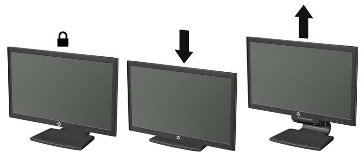 3. Ajuste la altura del monitor a una posición cómoda para su estación de trabajo individual.