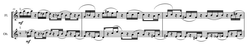 Figura 2. Los tres primeros compases del tercer movimiento muestran un acorde por tonos enteres.