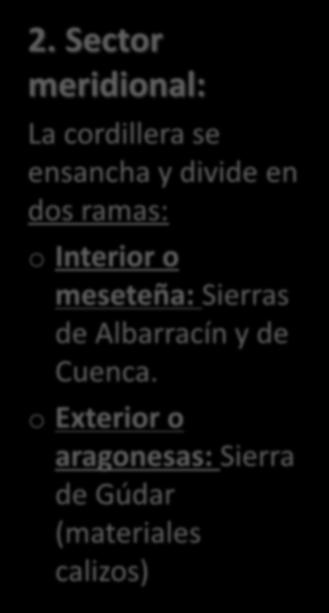 dos ramas: o Interior o meseteña: Sierras de Albarracín y