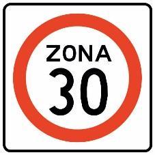 SR-7 Zona 30 o Zona de tránsito calmado Se utiliza en los accesos y salidas de las áreas decretadas como zonas de tránsito calmado, con el objetivo de indicar a los automovilistas que se encuentran