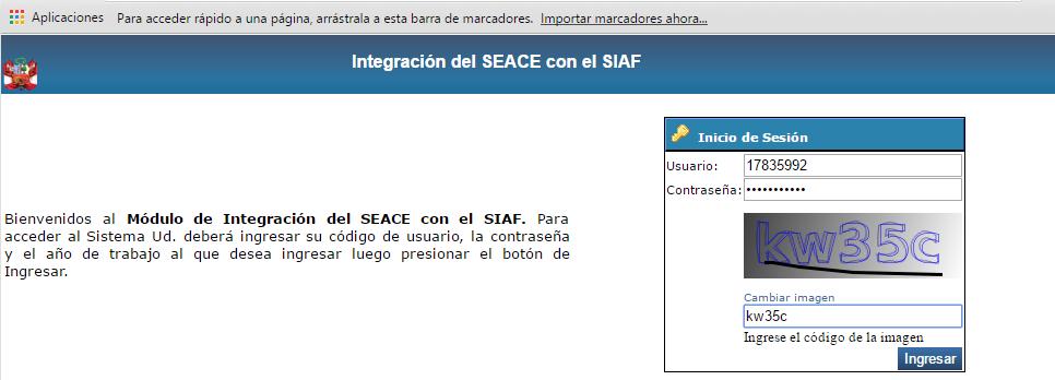 aplicativo de Integración SIAF SEACE para