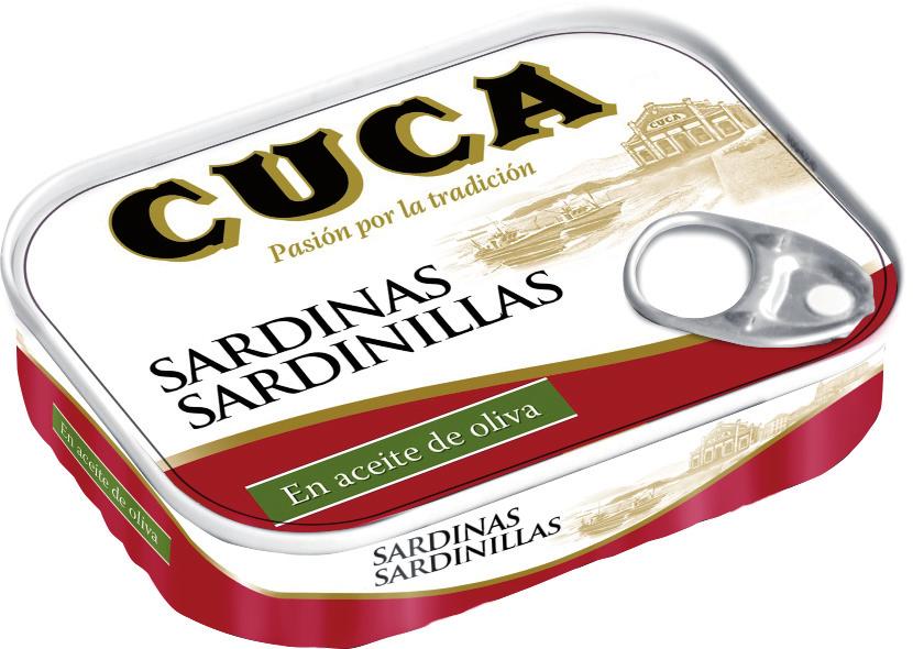 Sardinillas SARDINILLAS EN ACEITE DE OLIVA Formato: RR-90 ml Peso Neto: 90 g Código CUCA: 250317-12-00 SARDINILLAS EN TOMATE Formato: RR-90 ml