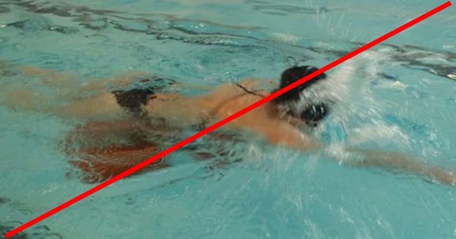 Foto 3: El competidor está en o sobre la superficie con el agua, pero el maniquí está por debajo del