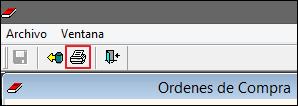 FORMATO DE ORDEN DE COMPRA Para obtener el formato de la Orden de Compra, en la ventana principal seleccionar la orden correspondiente y luego dar clic en el ícono Imprimir herramientas.