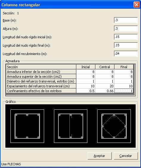 ! "#$ Figura 1.12 Ingreso de datos para una columna rectangular. El programa CEINCI2 ha sido desarrollado para columnas con armadura simétrica.