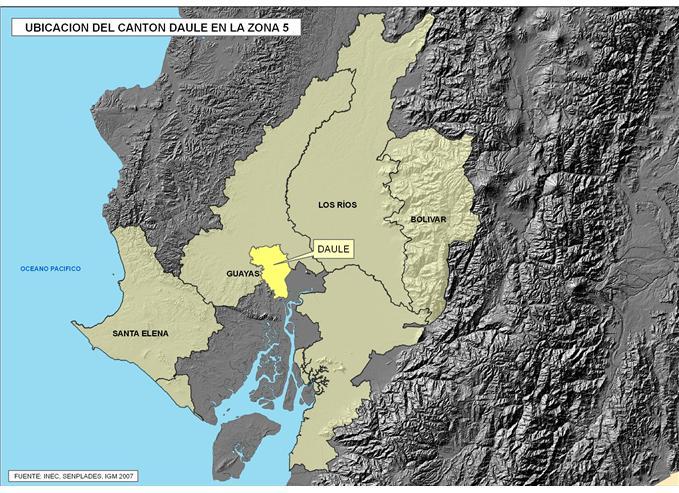 FICHA DE CIFRAS GENERALES CANTÓN Cantón DAULE, Provincia de GUAYAS se encuentra en la Zona 5 de planificación.