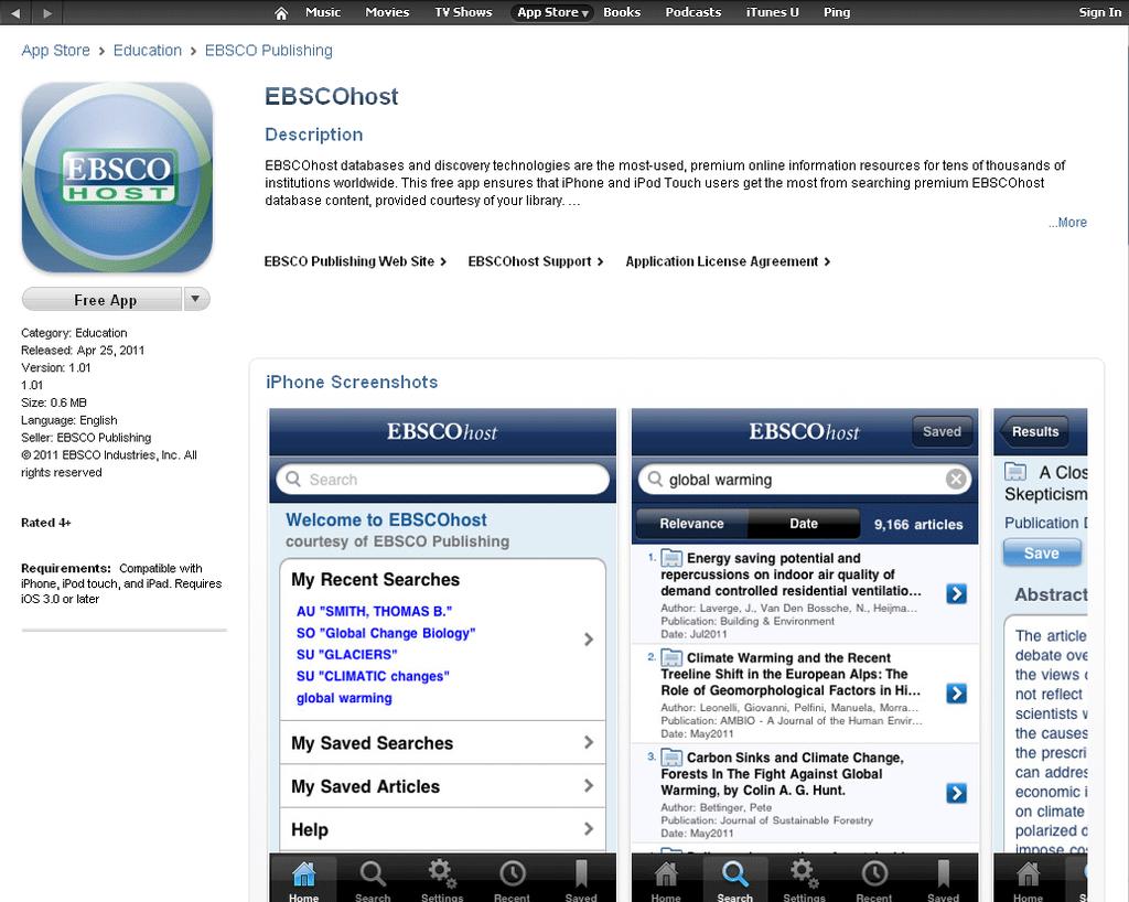 EBSCOhost app está disponible para su