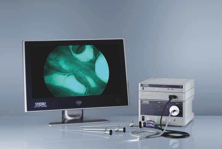 Los especiales Sistemas ópticos para la endoscopia por fluorescencia: Con ópticas especiales y el sistema de cámara adaptado a las mismas puede hacerse visible lo que no resulta visible bajo la luz
