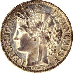 Francia, 1 Franco, 1852, A. (KM-772 - marca 185 dólares en EF). Plata, 5.05 gramos. EF 1 1273. Creta, 2 Dracmas, 1901. (KM-8).