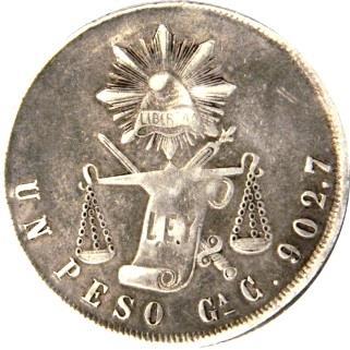 18) 5 Centavos, 1882. (KM-399). G. 300.00 1124. 25 Centavos, Zacatecas, 1880, S. (KM- 406.9). Muy atractiva.