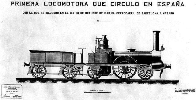 El ferrocarril: La primera línea de ferrocarril realizada fue Barcelona-Mataró (28 Km.) en 1848 y la segunda Madrid-Aranjuez en 1851.