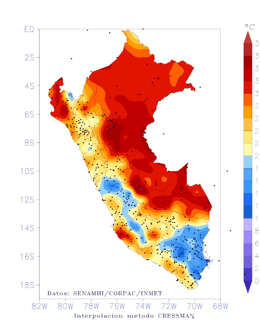 BOLETÍN SEMANAL DE TEMPERATURAS MÁXIMAS Y MÍNIMAS DEL AIRE/ Del 3 de mayo al 5 de junio Promedio de Temperaturas Máximas del Aire OBSERVACIONES: San Martín muestra el mayor valor de temperatura
