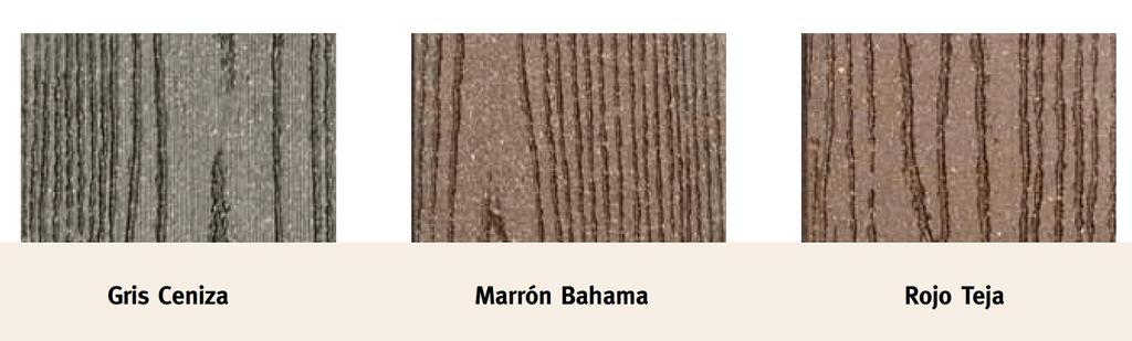 Tarima tecnológica MODELO COLORES TAMAÑOS (mm) THYR (THOR) Gris ceniza, marrón bahama y rojo teja.