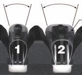 La etapa de asentado mantiene las estrías microscópicas creadas en la Etapa 1, dotando al filo de una