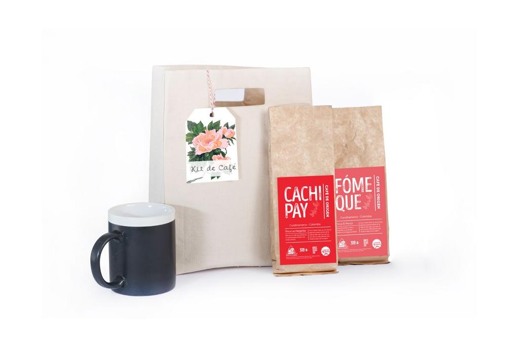 KIT DE CAFÉ Huele a café colombiano Kit que contiene: empaque, mug remarcable y 1 ó 3 bolsas de café 100% colombiano