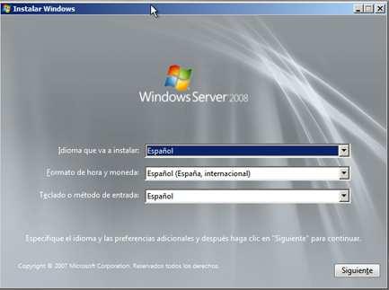 En la instalación limpia (la que viene a continuación) voy a instalar Windows Server 2008 Enterprise (instalación completa).