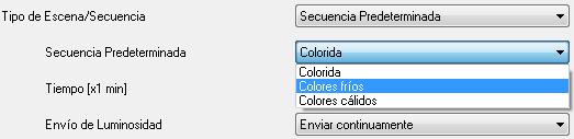 Color fijo. La escena consistirá en situar el módulo de LEDs en un color específico cuando LUMENTO X3 reciba a través del objeto Escenas/Secuencias el número de escena configurado.