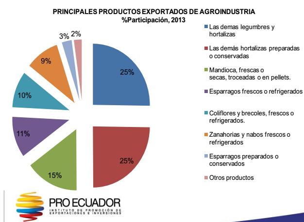 Condiciones que permitieron el surgimiento de la agroindustria: La concentración y centralización del capital Integración al mercado mundial Los principales productos exportados en el 2013 lo