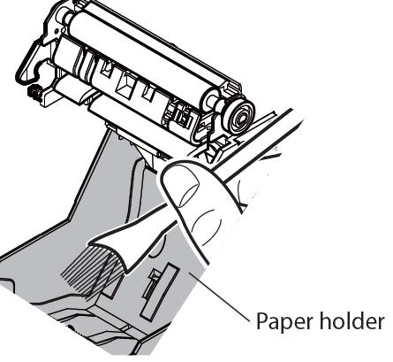 En caso de que las manos entren en contacto con el rollo o el cabezal térmico de la impresora, limpie el rollo y/o la superficie del cabezal térmico con alcohol, tal y como se especifica al final de