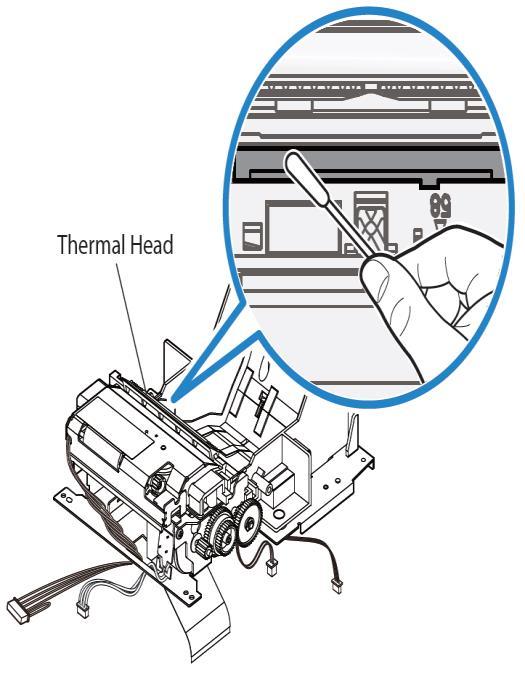 3. Cabezal térmico Es recomendable limpiar el cabezal térmico de la impresora una vez cada 6 meses. Para ello: a.