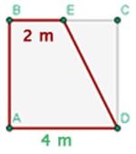 14) Dado el cuadrado ABCD, de 4 m de lado, se une E, punto medio del segmento BC, con el vértice D. Calcular el área del trapecio formado.