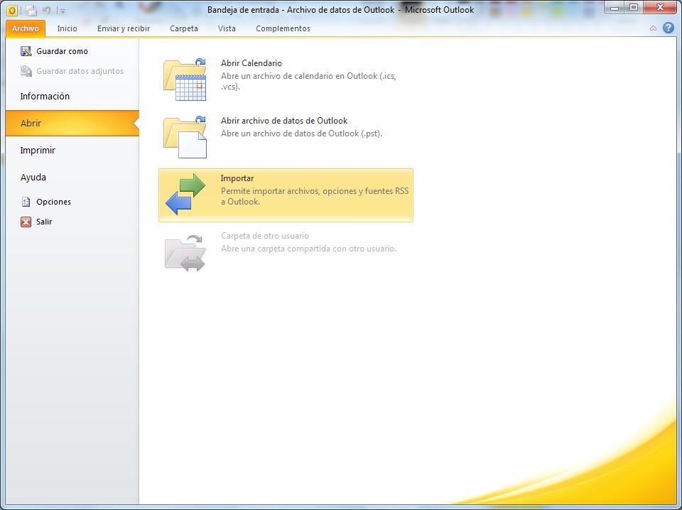Respaldo de correos en Outlook 2010 Paso 1. Iniciamos la aplicación de correo electrónico Microsoft Office Outlook 2010 Paso 2.