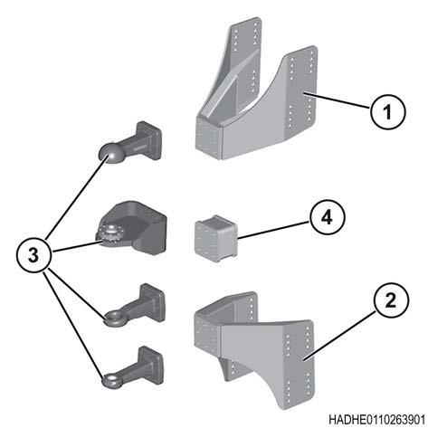 3. Funcionamiento Procedimiento 1. Coloque el soporte de enganche en la posición baja (1) para los tractores de enganche bajo y en la posición alta (2) para los tractores de enganche alto. 2.
