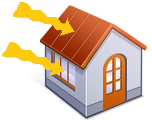 Conducción y Radiación Las ganancias de calor por CONDUCCIÓN dependen de los materiales de muros y techos. Las ganancias de calor por RADIACIÓN depende de las ventanas y su orientación.