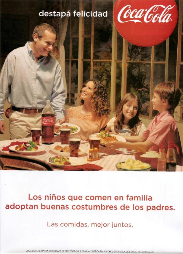 AVISO DE PRODUCTO ANÁLISIS DEL AVISO A- TITULAR Los niños que comen en familia adoptan buenas costumbres de los padres.