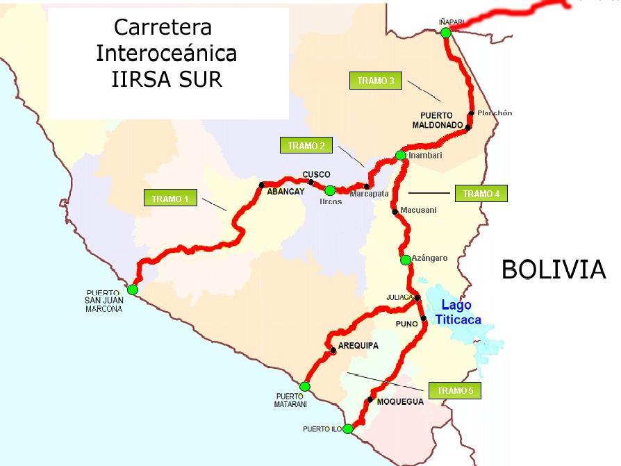 II.3. Área de Influencia. 10. El tramo otorgado en concesión posee una extensión aproximada de 756,6 km, y se extiende desde el puerto de San Juan de Marcona en Ica hasta la ciudad de Urcos en Cusco.