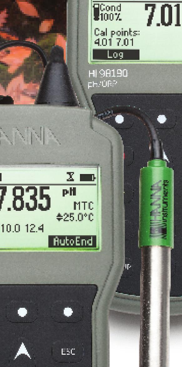 El HI98191 se suministra con un rango de medida de 1.00 x 10-⁷ a 9.99 x 10¹⁰. Aproximandamente 200 horas de batería Provisto de pilas 1.