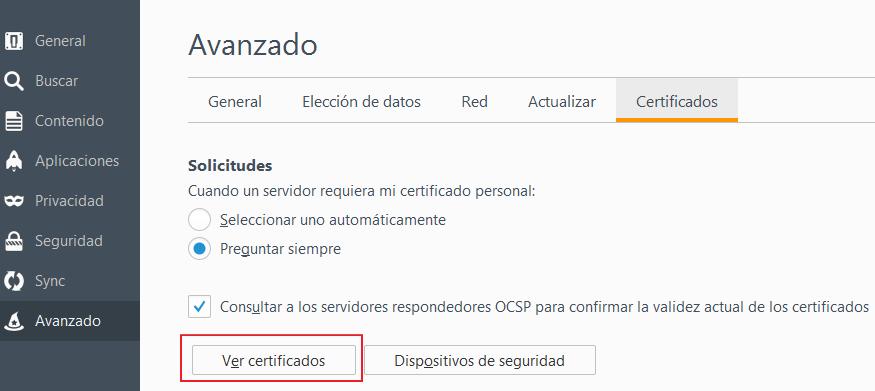Si éste es el caso, el usuario final deberá instalar manualmente el certificado en los almacenes de certificados de los navegadores que vaya a utilizar.