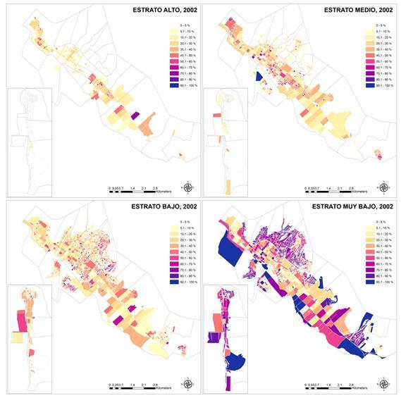 Mapa 7. Distribución de los hogares según estrato socioeconómico, censo 2002. Copiapó- Tierra Amarilla.