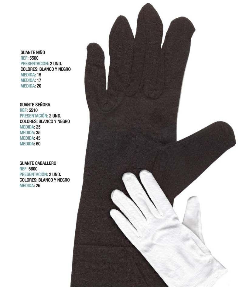Guantes guantes espuma GUANTES NIÑO ART: 5500 2 unidades Colores: Blanco y Negro Medidas: 15, 17, 20 GUANTES SEÑORA ART: 5510 2