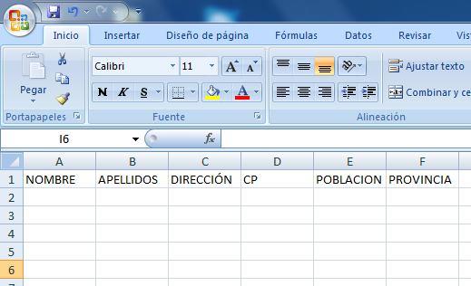 1º - Trabajar con Excel: Utilizaremos Excel para crear una tabla con los datos de Nuestros amigos y familiares.