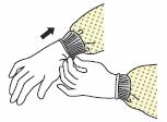 3.4.2 Utilización Correcta de los Guantes: A. Colocación: Extienda los guantes para que cubran la parte del puño de la manga o la bata de aislamiento. B.