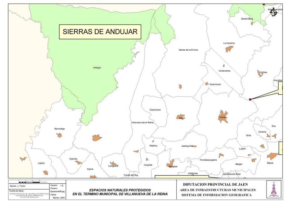 ESPACIOS PROTEGIDOS : Espacios Naturales Protegidos Parque Natural Sierra de Andújar Mapa 1 Fuente: Consejería de Medio Ambiente. Junta de Andalucía, 2000.