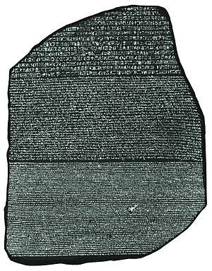 La Piedra Rosetta La Piedra Rosetta es una piedra de granito escrita en 3 tipos de inscripciones: jeroglífico,