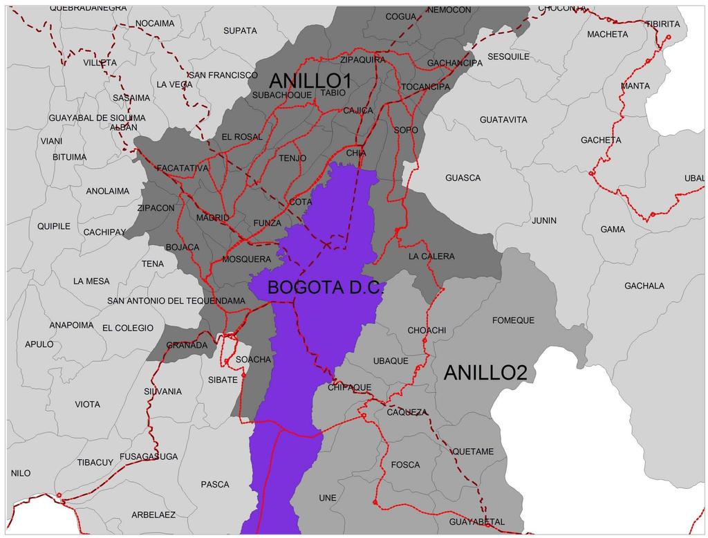 Plano Regional los municipios de Borde y de los
