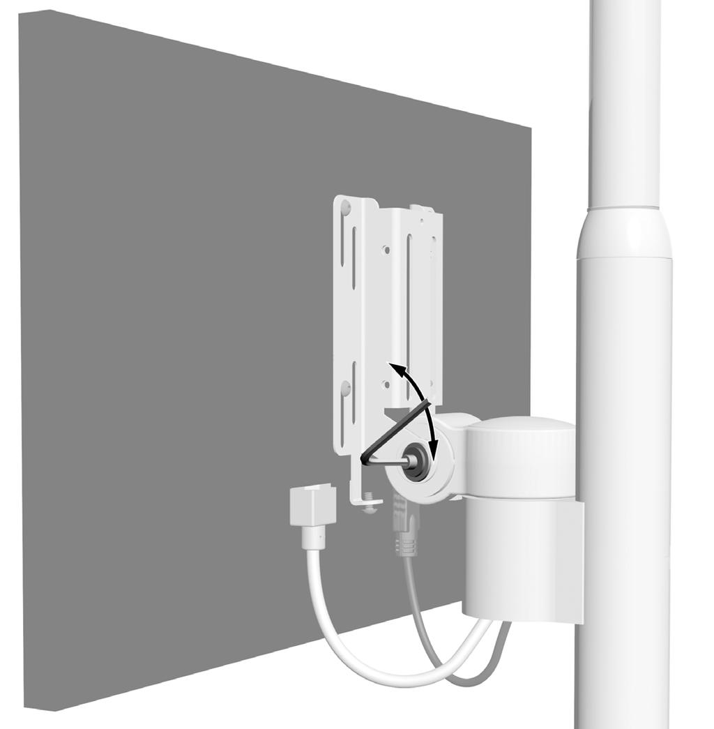 Montaje del monitor Performer de A-dec en una lámpara dental Performer de A-dec 57, 57, 57L o 57L - Guía de instalación Tarea 7. Conecte el cable de alimentación. Conecte el cable del monitor.