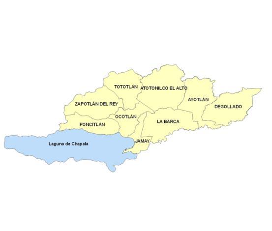 DIAGNÓSTICO POR DIMENSIÓN DEL DESARROLLO PARA EL BIENESTAR CARACTERÍSTICAS GENERALES DE LA REGIÓN SITUACIÓN GEOGRÁFICA La región Ciénega está conformada por nueve municipios: Atotonilco el Alto,