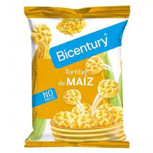 REF. 0556 Bicentury Ingredientes: Maíz, aceite de girasol y lecitina de soja. Para tomar en cualquier momento y lugar. Ayudan a calmar el apetito. 98 kilocalorías por cada bolsa de 25 g.
