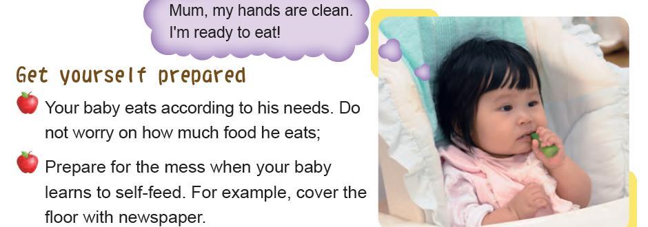 Ofrezca alimentos saludables al bebé preparados con la consistencia adecuada, no se preocupe de la cantidad que