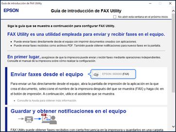 La primera vez que use la utilidad FAX Utility, verá esta ventana de introducción: 3.