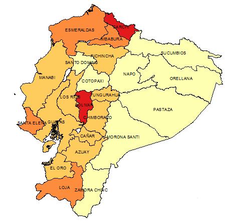 Desocupación Urbana por provincia En septiembre de 2012, la tasa de desempleo urbana por provincias, ha disminuido en la mayoría de provincias ecuatorianas a excepción de las provincias de la región