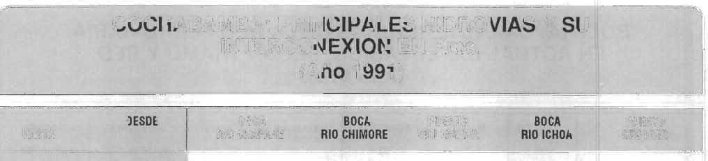 (Año 1991) HASTA DESDE BOCA RIO CHAPARE BOCA RIO CHIMORE PUERTO VILLARROEL BOCA RIO ICHOA PUERTO