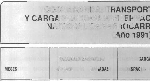 INTERNACIONAL DE LA EMPRESA NACIONAL DE FERROCARRILES, SEGUN MES (Año 1991) PASAJEROS